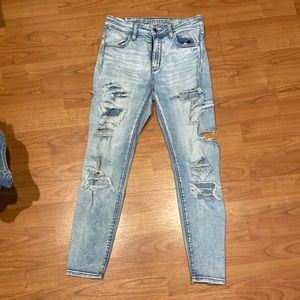 Washed out high rise jeans